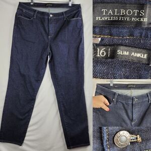 NEW 16 TALBOTS slim ankle Flawless 5 pocket dark wash JEANS 1X NWOT